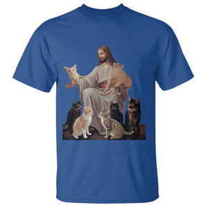 Jesus Hugs Cats Funny Christian Cat Lover T Shirt TS09 Royal Blue Printyourwear