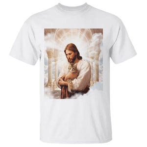Jesus Hugs Cats Paradise Funny Christian Cat Lover T Shirt TS09 White Printyourwear