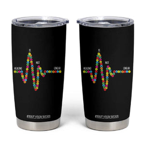 Mental Health Tumbler Cup Healing Is Not Linear Emotion Faces TS09 Black Print Your Wear