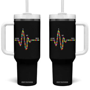 Mental Health Tumbler With Handle Healing Is Not Linear Emotion Faces TS09 One Size: 40 oz Black Print Your Wear