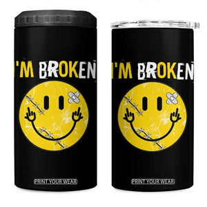 Mental Health 4 in 1 Can Cooler Tumbler I'm Broken I'm Ok Invisible Illness Funny Fxxk Emotion Face TS09 One Size: 16 oz Black Print Your Wear