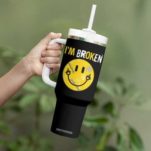 Mental Health Tumbler With Handle I'm Broken I'm Ok Invisible Illness Funny Fxxk Emotion Face TS09 Print Your Wear