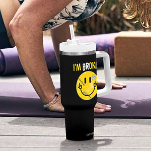 Mental Health Tumbler With Handle I'm Broken I'm Ok Invisible Illness Funny Fxxk Emotion Face TS09 Print Your Wear