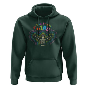 Mental Health Hoodie Be Kind To Your Mind Self Care Rainbow Skeleton TS09 Dark Forest Green Printyourwear