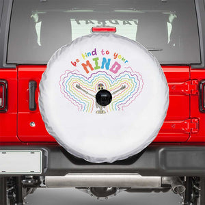 Mental Health Spare Tire Cover Be Kind To Your Mind Self Care Rainbow Skeleton TS09 White Print Your Wear