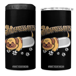 Mental Health Dog Lover 4 in 1 Can Cooler Tumbler Antidepressants Dog Puppy Pill TS09 One Size: 16 oz Black Print Your Wear