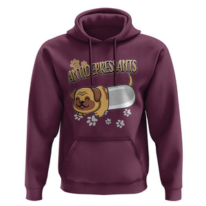 Mental Health Dog Lover Hoodie Antidepressants Dog Puppy Pill TS09 Maroon Printyourwear