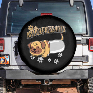 Mental Health Dog Lover Spare Tire Cover Antidepressants Dog Puppy Pill TS09 No hole Black Print Your Wear