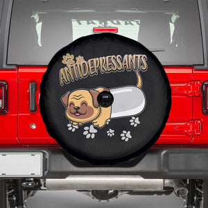 Mental Health Dog Lover Spare Tire Cover Antidepressants Dog Puppy Pill TS09 Black Print Your Wear