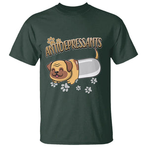 Mental Health Dog Lover T Shirt Antidepressants Dog Puppy Pill TS09 Dark Forest Green Printyourwear