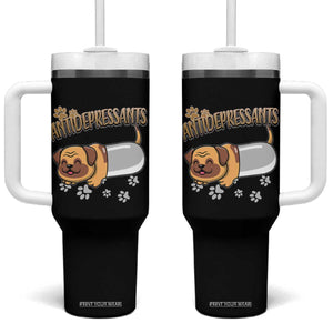 Mental Health Dog Lover Tumbler With Handle Antidepressants Dog Puppy Pill TS09 One Size: 40 oz Black Print Your Wear
