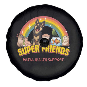 Mental Health Support Spare Tire Cover Super Friends Cute Animals Dog Cat Capybara Otter TS09 Print Your Wear