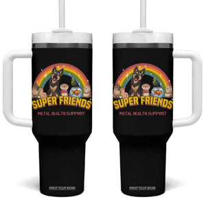 Mental Health Support Tumbler With Handle Super Friends Cute Animals Dog Cat Capybara Otter TS09 One Size: 40 oz Black Print Your Wear
