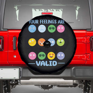 Mental Health Spare Tire Cover Your Feelings Are Valid Emotion Faces TS09 Black Print Your Wear
