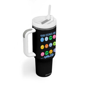 Mental Health Tumbler With Handle Your Feelings Are Valid Emotion Faces TS09 Print Your Wear