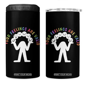 Your Feelings Are Valid Emotion Faces Mental Health 4 in 1 Can Cooler Tumbler TS09 One Size: 16 oz Black Print Your Wear