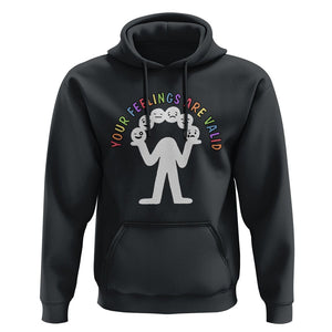 Mental Health Hoodie Your Feelings Are Valid Emotion Faces TS09 Black Printyourwear