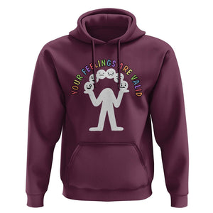 Mental Health Hoodie Your Feelings Are Valid Emotion Faces TS09 Maroon Printyourwear