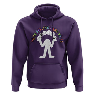 Mental Health Hoodie Your Feelings Are Valid Emotion Faces TS09 Purple Printyourwear