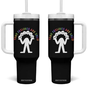 Your Feelings Are Valid Emotion Faces Mental Health Tumbler With Handle TS09 One Size: 40 oz Black Print Your Wear