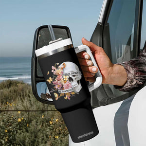 Mental Health Tumbler With Handle Good Energy Is Contagious Skull Flowers TS09 Print Your Wear