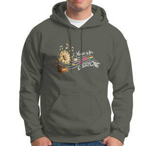 Music Lover Teacher Hoodie Music Is For Everyone TS09 Military Green Print Your Wear