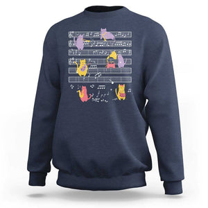 Cat Lover Sweatshirt Cat Playing Musical Instrument TS09 Navy Print Your Wear
