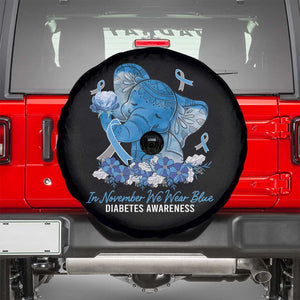 In November We Wear Cute Blue Elephant Diabetes Awareness Spare Tire Cover TS09 Black Print Your Wear