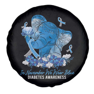 In November We Wear Cute Blue Elephant Diabetes Awareness Spare Tire Cover TS09 Print Your Wear