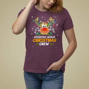 Pediatric Nurse Christmas Crew Cute Reindeer Light T Shirt For Women TS09 Printyourwear