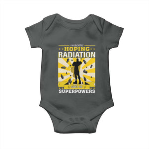 Chemotherapy Awareness Baby Onesie Radiation Gives Me Superpowers TS09 Dark Heather Print Your Wear