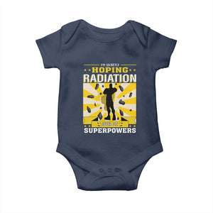 Chemotherapy Awareness Baby Onesie Radiation Gives Me Superpowers TS09 Navy Print Your Wear