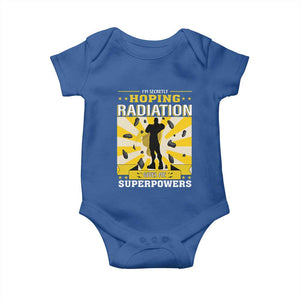 Chemotherapy Awareness Baby Onesie Radiation Gives Me Superpowers TS09 Royal Blue Print Your Wear