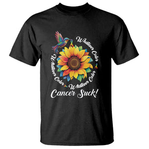 All Cancer T Shirt Whatever Color Cancer Sucks Fight Cancer Rainbow Ribbons Sunflower And Bird TS09 Black Printyourwear