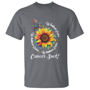 All Cancer T Shirt Whatever Color Cancer Sucks Fight Cancer Rainbow Ribbons Sunflower And Bird TS09 Charcoal Printyourwear