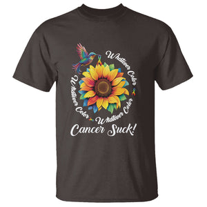 All Cancer T Shirt Whatever Color Cancer Sucks Fight Cancer Rainbow Ribbons Sunflower And Bird TS09 Dark Chocolate Printyourwear