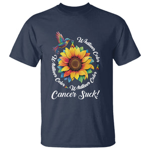 All Cancer T Shirt Whatever Color Cancer Sucks Fight Cancer Rainbow Ribbons Sunflower And Bird TS09 Navy Printyourwear