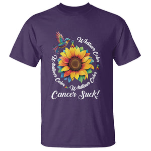 All Cancer T Shirt Whatever Color Cancer Sucks Fight Cancer Rainbow Ribbons Sunflower And Bird TS09 Purple Printyourwear