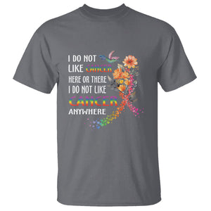 All Cancer T Shirt I Do Not Like Cancer Here Or There Anywhere Rainbow Ribbon TS09 Charcoal Printyourwear