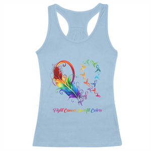 All Cancer Racerback Tank Top Fight Cancer In All Color Fighter Rainbow Ribbon TS09 Light Blue Print Your Wear