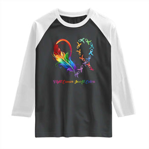 All Cancer Raglan Shirt Fight Cancer In All Color Fighter Rainbow Ribbon TS09 Black White Print Your Wear