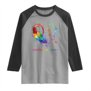 All Cancer Raglan Shirt Fight Cancer In All Color Fighter Rainbow Ribbon TS09 Sport Gray Black Print Your Wear