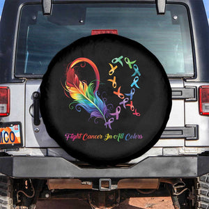 All Cancer Awareness Spare Tire Cover Fight Cancer In All Color Fighter Rainbow Ribbon TS09 No hole Black Print Your Wear