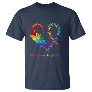 All Cancer T Shirt Fight Cancer In All Color Fighter Rainbow Ribbon TS09 Navy Printyourwear