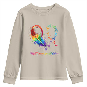 All Cancer Youth Sweatshirt Fight Cancer In All Color Fighter Rainbow Ribbon TS09 Sand Print Your Wear