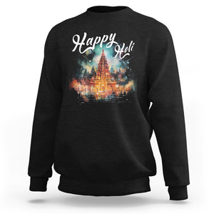 Happy Holi Sweatshirt Colors India Hindu Spring TS09 Black Printyourwear