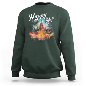 Happy Holi Sweatshirt Colors India Hindu Spring TS09 Dark Forest Green Printyourwear