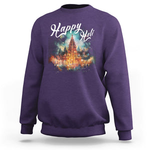 Happy Holi Sweatshirt Colors India Hindu Spring TS09 Purple Printyourwear