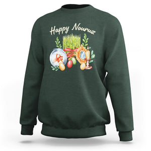 Happy Nowruz Sweatshirt Kurdistan & Pakistan And Iran New Year Haft-Seen TS09 Dark Forest Green Printyourwear