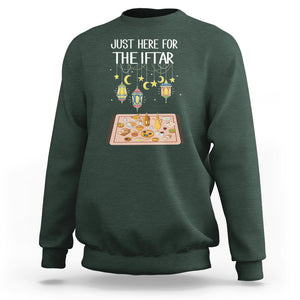 Ramadan Sweatshirt Just Here For The Iftar Islam Islamic TS09 Dark Forest Green Printyourwear